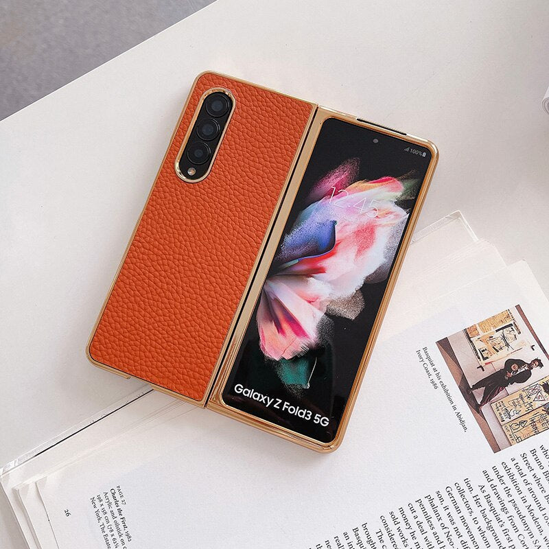 Luxury Leather Hard Case For Samsung Galaxy Z Fold 4