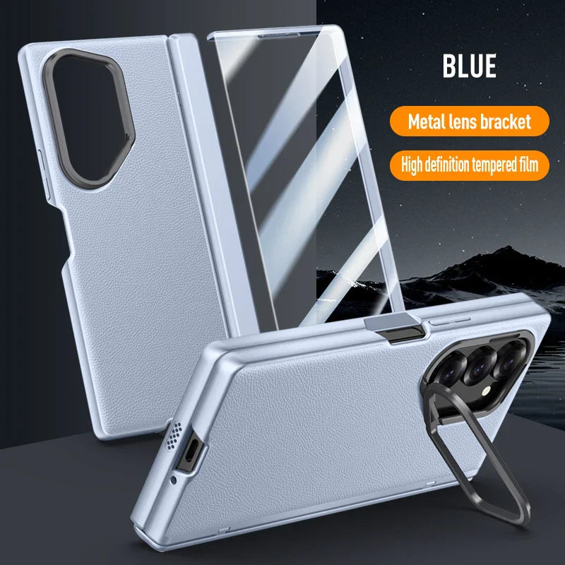Leather Case with Bracket & Screen Protector for Samsung Galaxy Z Fold 6