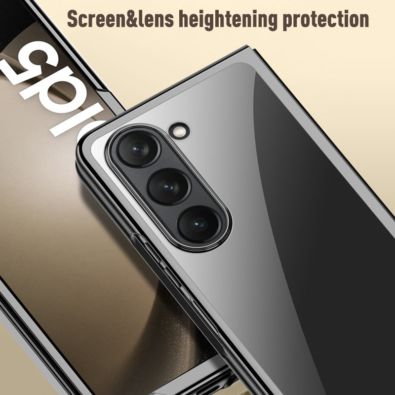 Luxury Electroplated Transparent Case For Samsung Galaxy Z Fold 5