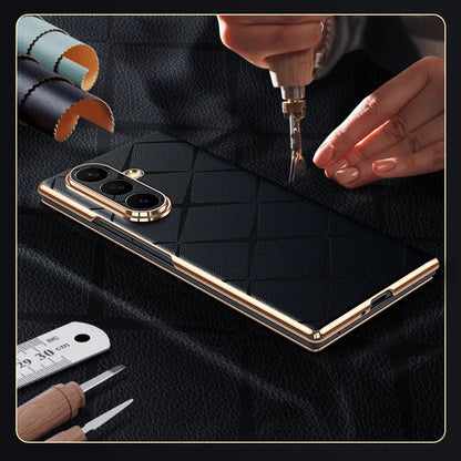 Luxury Diamond Pattern Leather Case