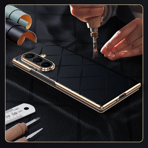 Luxury Diamond Pattern Leather Case