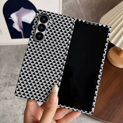 New 3D Triangular Carbon Fiber Texture PC Case for Samsung Z Fold 7 / 6 / 5 / 4 – Anti-Fall Protective Case