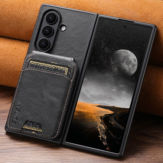 SUTENI Luxury Faux Leather Wallet Case & Stand for Samsung Z Fold 5-7