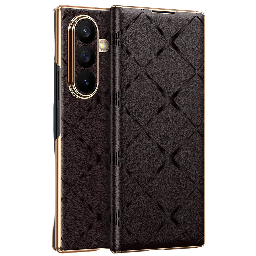 Luxury Diamond Pattern Leather Case