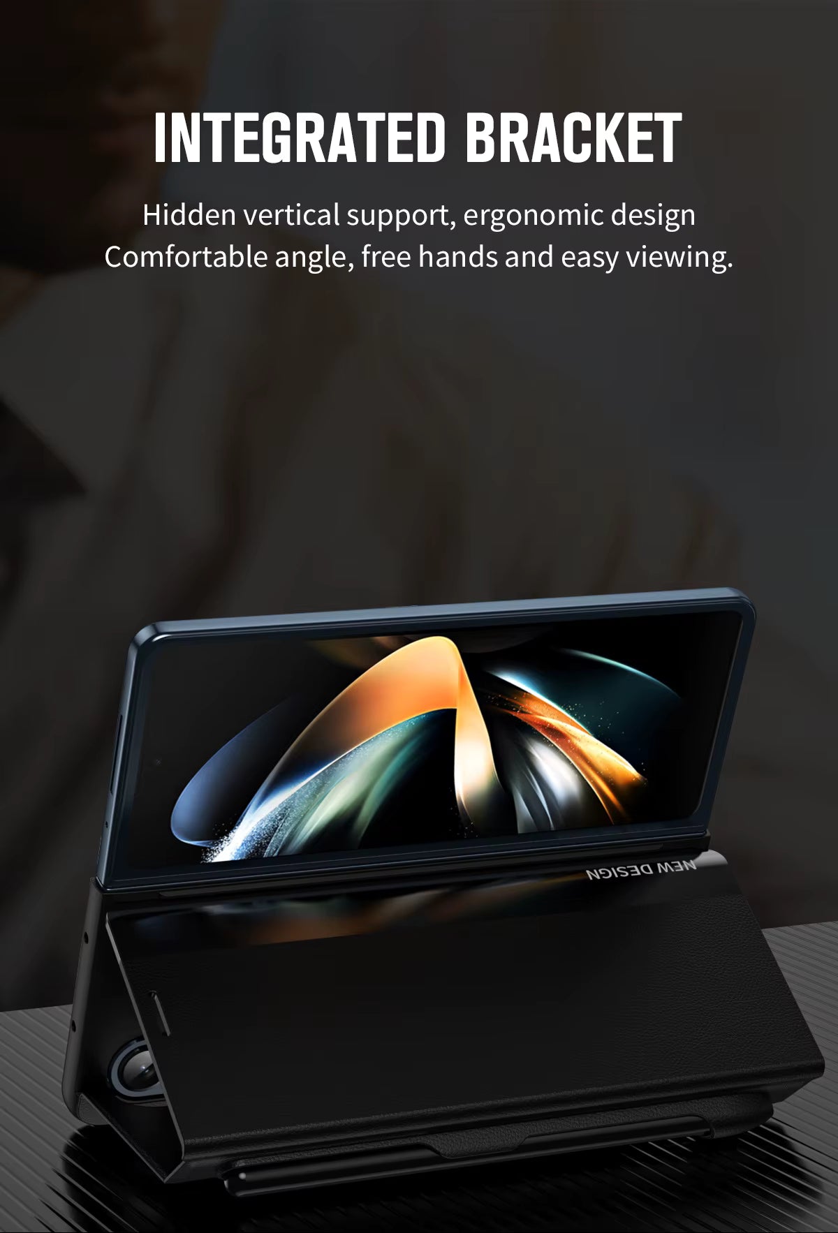 PU Leather Flip Case with Stand & Pen Slot for Samsung Z Fold 4–7