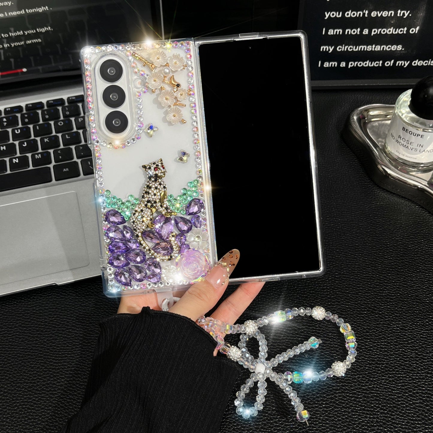 Hot Sale Glitter Diamond Leopard Case for Samsung Z Fold 7 / 6 / 5 – Folding Screen Phone Case, Free Shipping