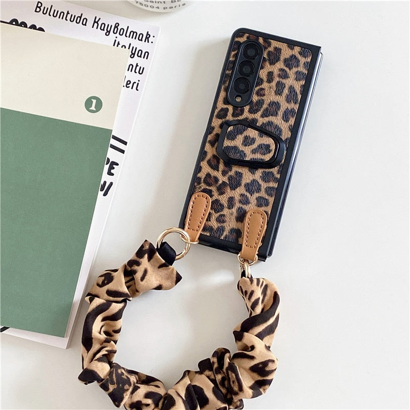 Luxury Cloth Wrist Strap Phone Case For Samsung Galaxy Z Fold 4