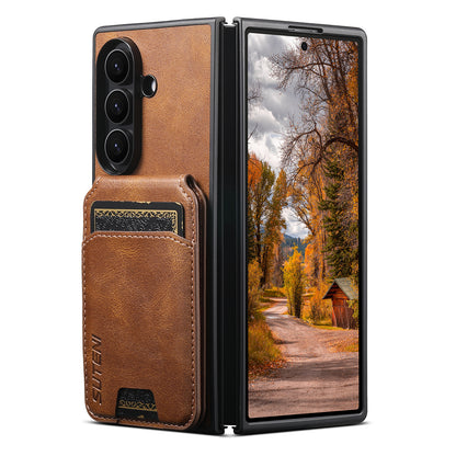 SUTENI Luxury Faux Leather Wallet Case & Stand for Samsung Z Fold 5-7