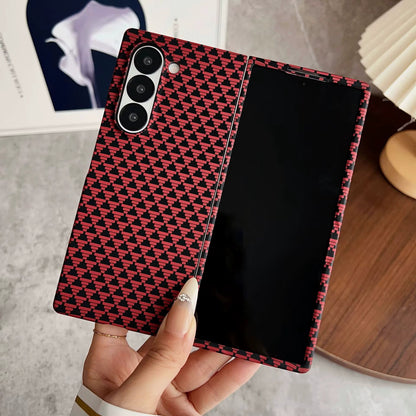 New 3D Triangular Carbon Fiber Texture PC Case for Samsung Z Fold 7 / 6 / 5 / 4 – Anti-Fall Protective Case