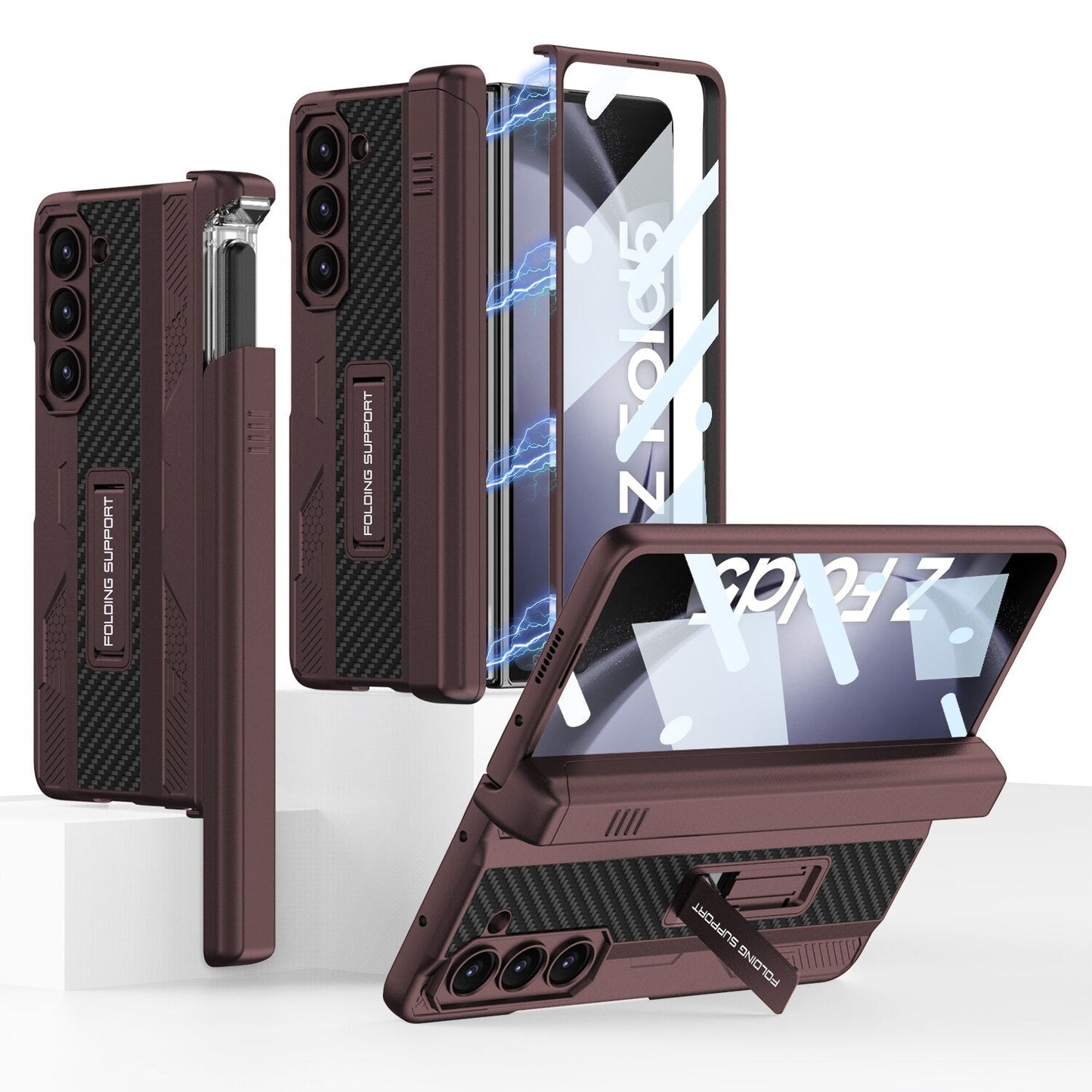 Armor Case with Magnetic Hinge Protection & Slide Pen Holder For Samsung Galaxy Z Fold 5