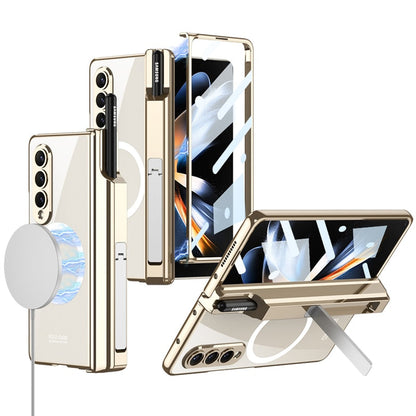 Magnetic Plating Clear Case With Screen Glass For Samsung Galaxy Z Fold 4