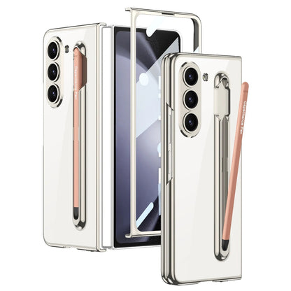 Transparent Case with Magnetic Hinge & Touch Pen For Galaxy Z Fold 5
