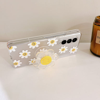 Cute Smile Sunflower HolderPhone Case For Samsung Galaxy Z Fold 4