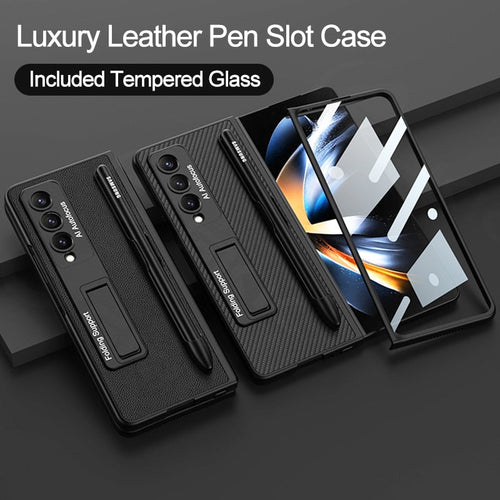 Luxury Leather Case with Pen Slot & kickstand For Galaxy Z Fold 4