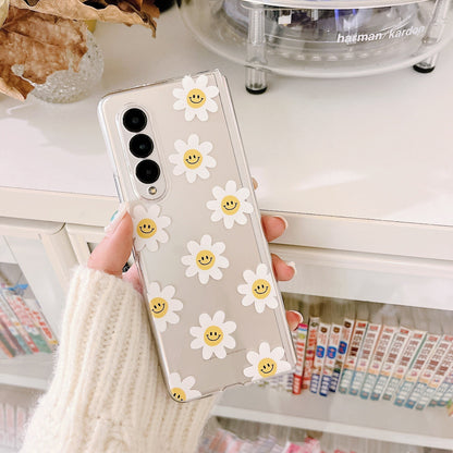 Cute Smile Sunflower HolderPhone Case For Samsung Galaxy Z Fold 4