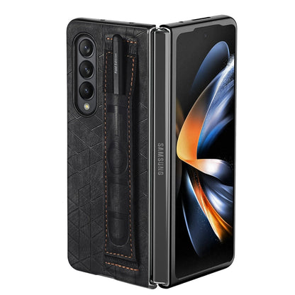 Luxury Leather Wristband Case With Pen Holder For Samsung Galaxy Z Fold 4