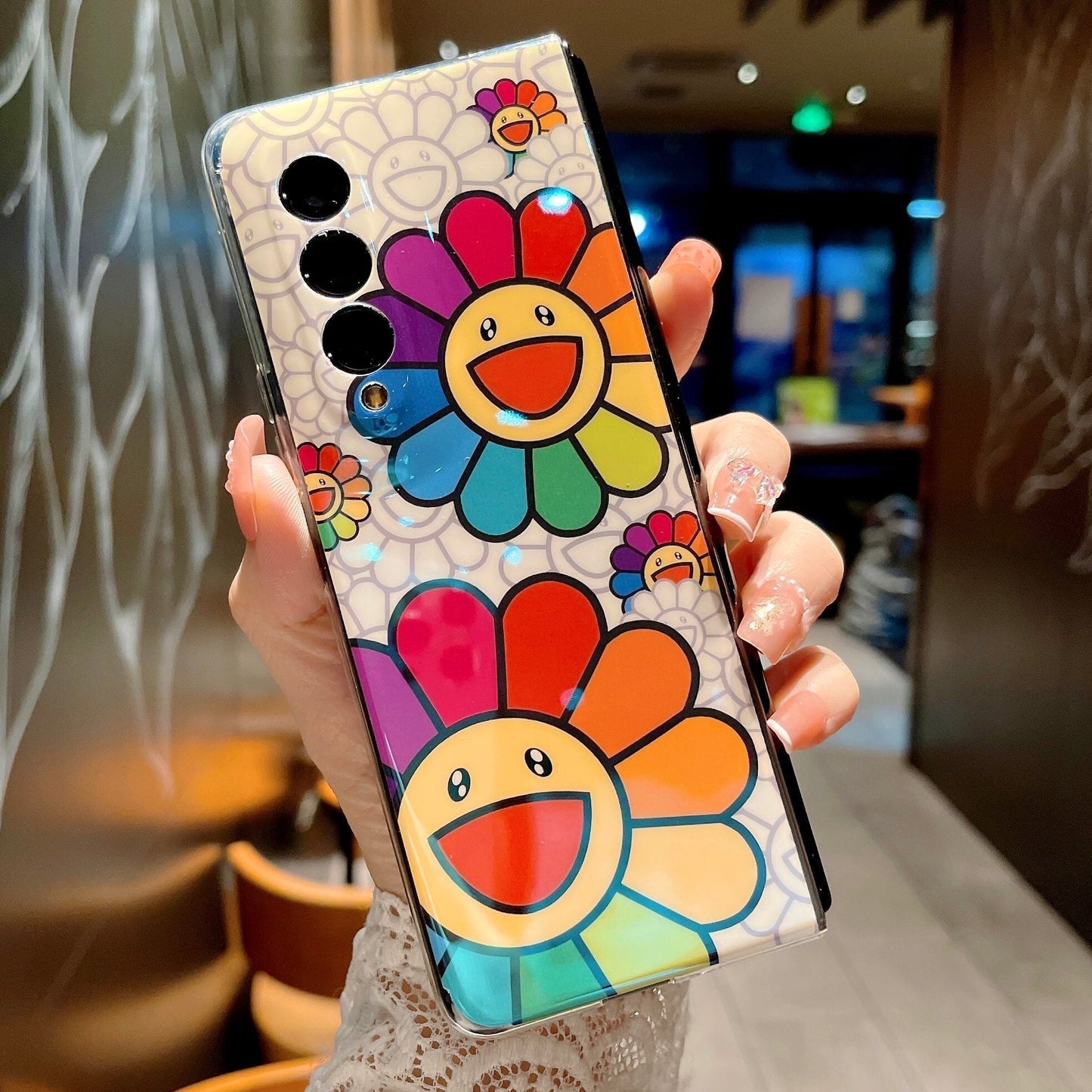 Cute Colorful Oil Painting Flower Phone Case For Samsung Galaxy Z Fold 4 5G