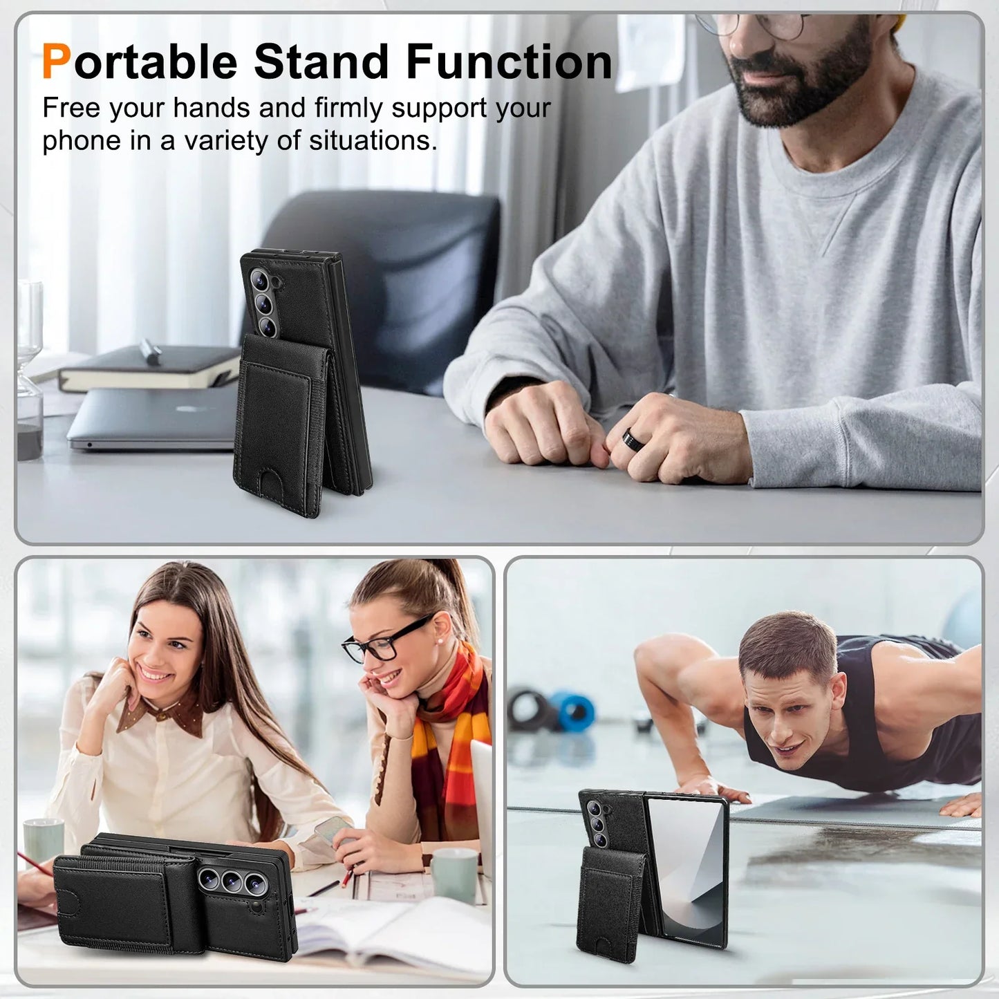 Leather Wallet Case with Screen Protector