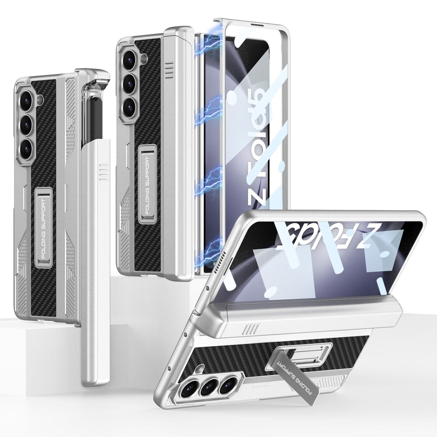 Armor Case with Magnetic Hinge Protection & Slide Pen Holder For Samsung Galaxy Z Fold 5