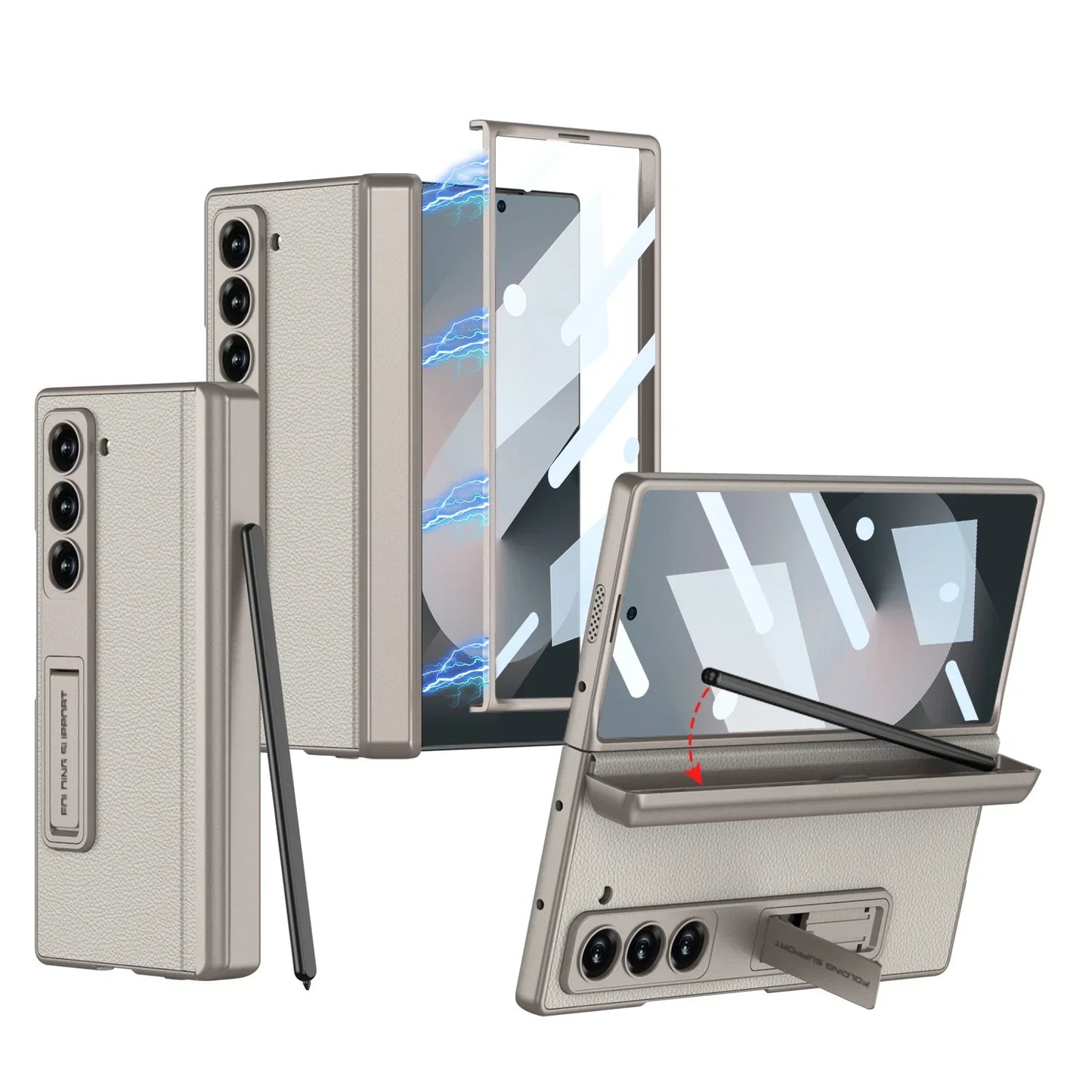 Leather Case with Hinge Protection & Pen Holder for Samsung Galaxy Z Fold 6