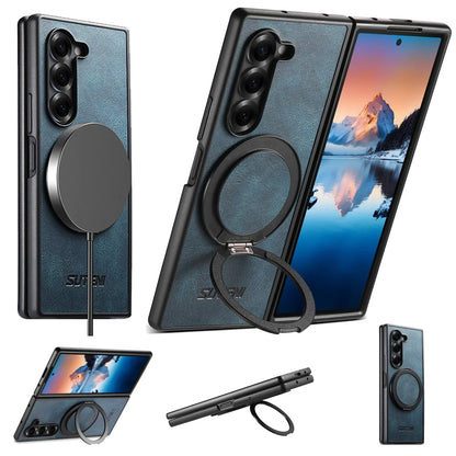 Magnetic Leather Ring Case with Stand