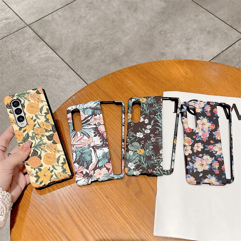 Retro Luminous Floral Case For Samsung Galaxy Z Fold 4