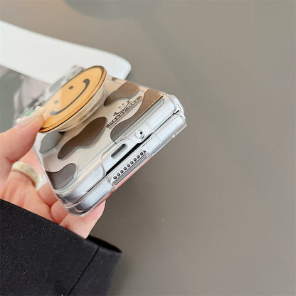 Cartoon Smiling Face Phone Stand Milk Cow Case for Samsung Galaxy Z Fold 4