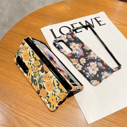 Retro Luminous Floral Case For Samsung Galaxy Z Fold 4