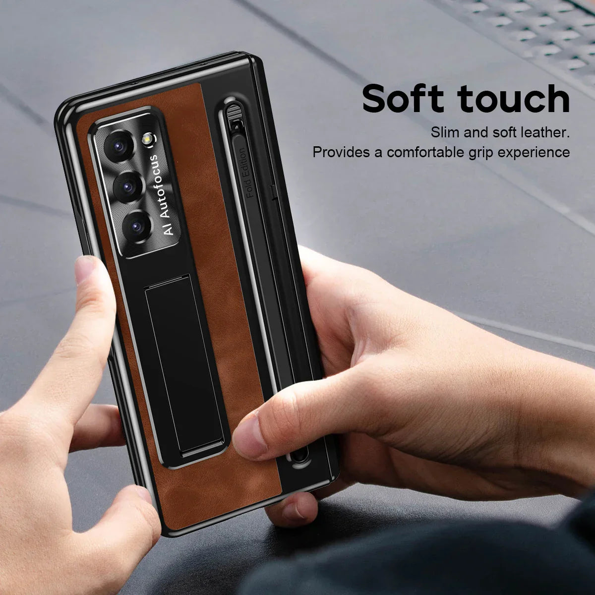 Leather Case With S Pen and Bracket for Samsung Galaxy Z Fold 6