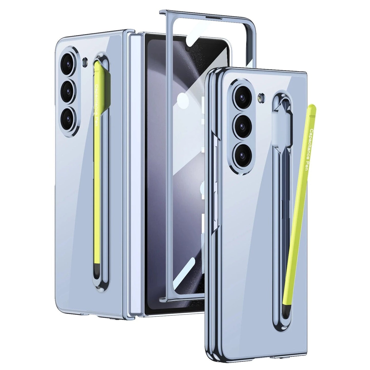 Transparent Case with Magnetic Hinge & Touch Pen For Galaxy Z Fold 5