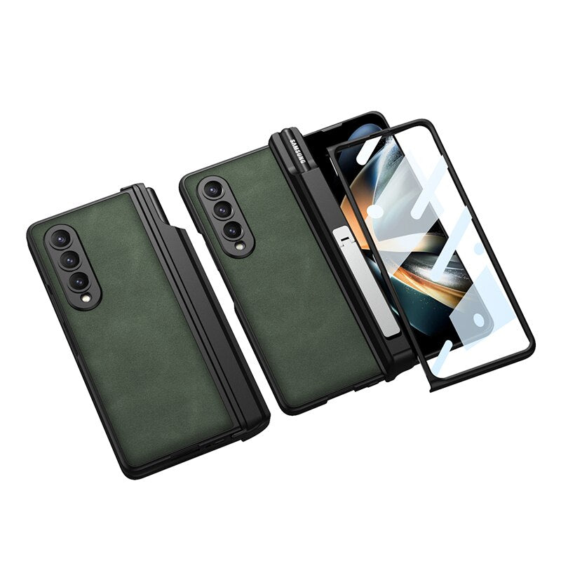 Leather Kickstand Case with Pen Holder For Samsung Galaxy Z Fold 4