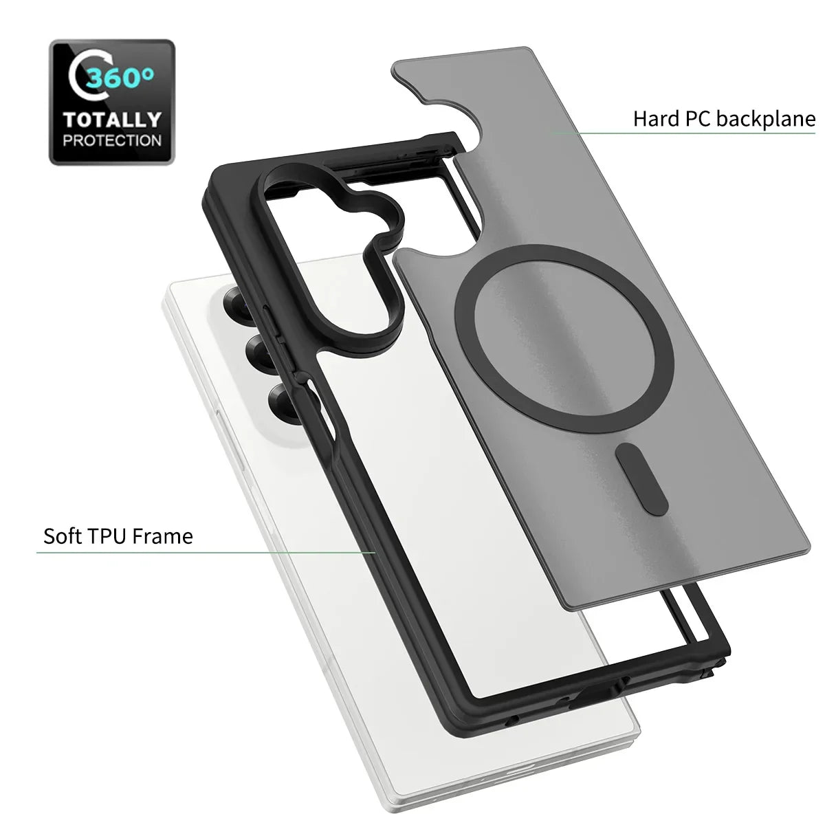 Frosted Magnetic Shield Case with Soft Frame