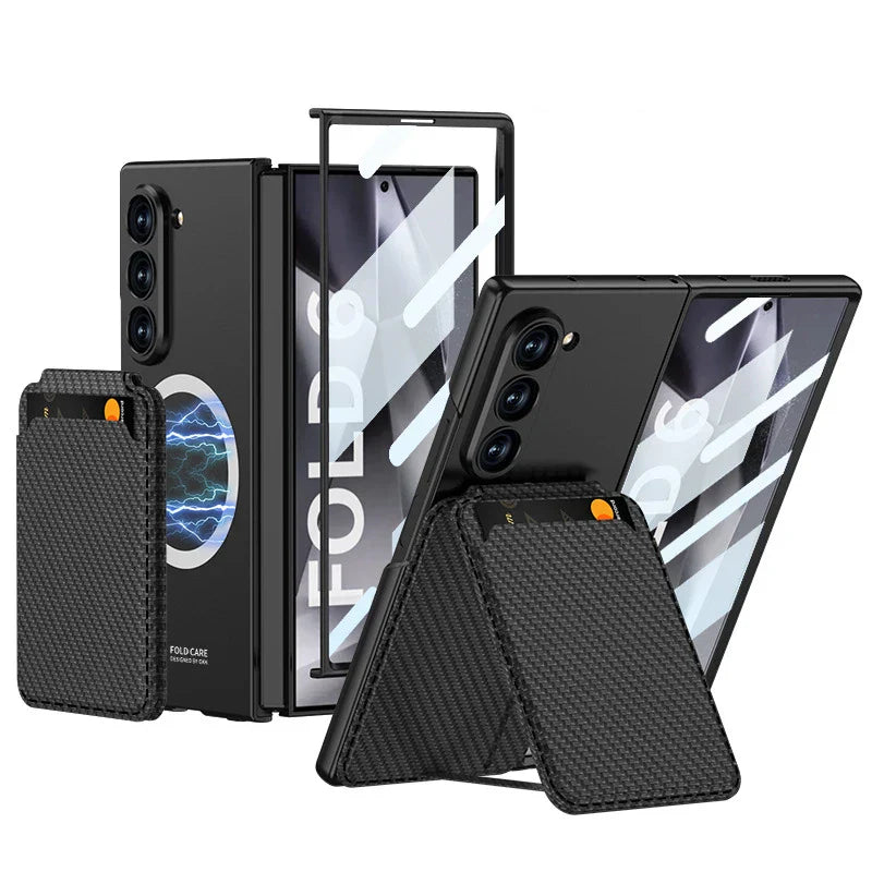 Leather Case with Magnetic Card Holder For Samsung Z Fold 6