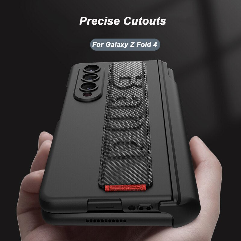 Magnetic Case with Wrist Band & Hinge Pen Holder For Samsung Galaxy Z Fold 4