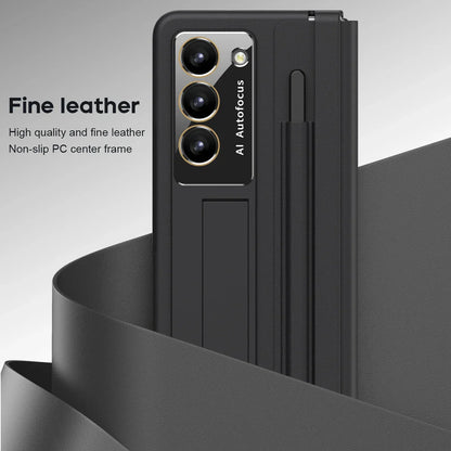 Leather Case With Touch Pen & Kickstand for Samsung Galaxy Z Fold 5