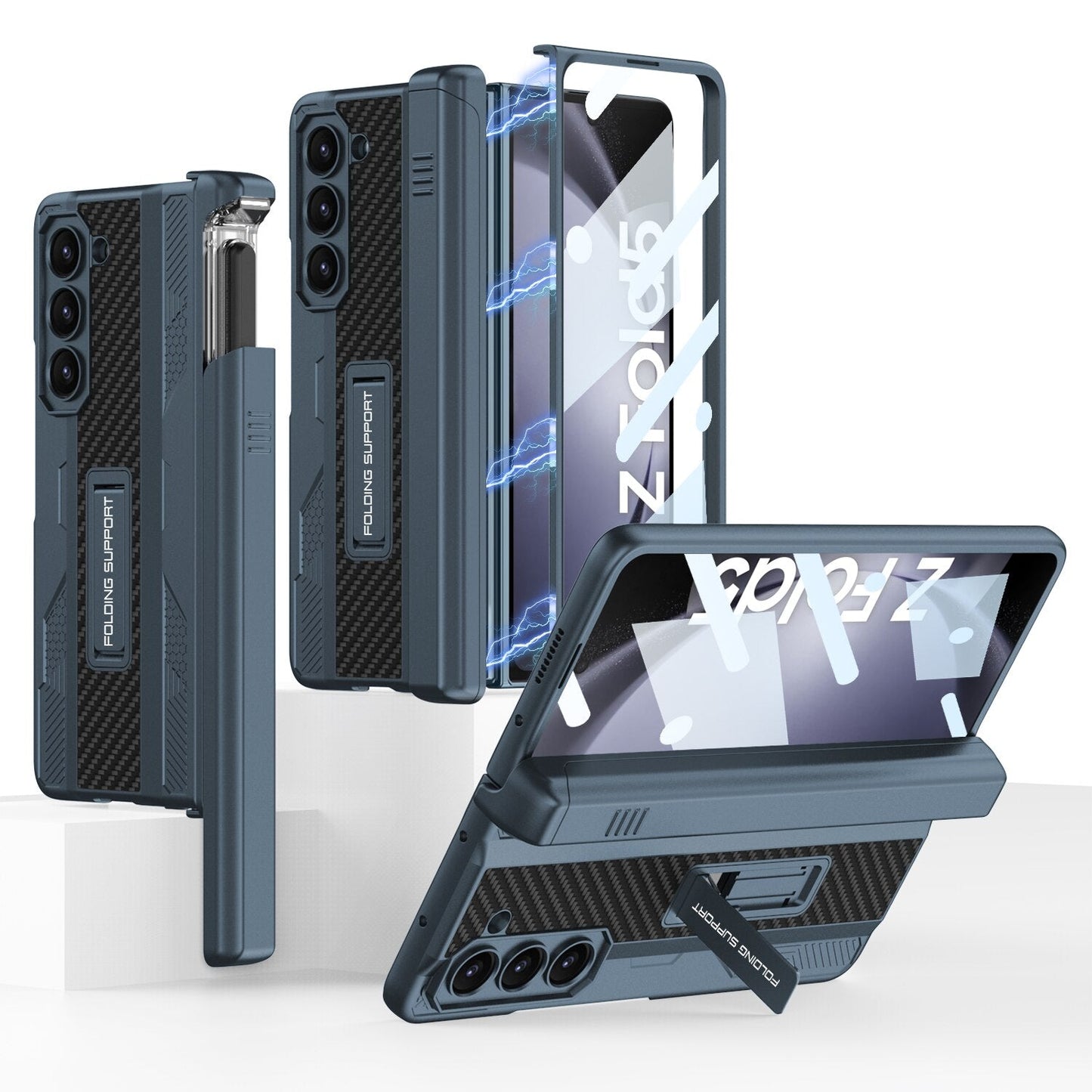 Armor Case with Magnetic Hinge Protection & Slide Pen Holder For Samsung Galaxy Z Fold 5