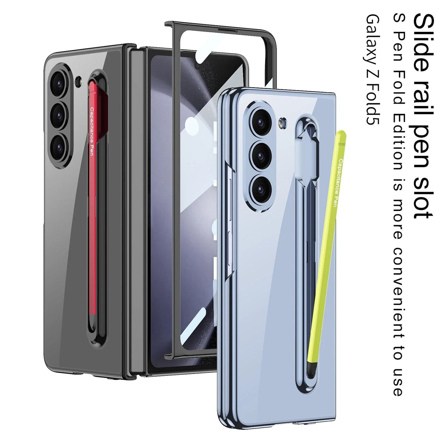 Transparent Case with Magnetic Hinge & Touch Pen For Galaxy Z Fold 5