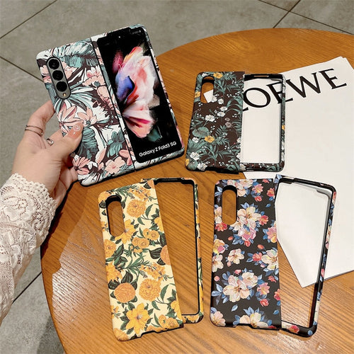 Retro Luminous Floral Case For Samsung Galaxy Z Fold 4