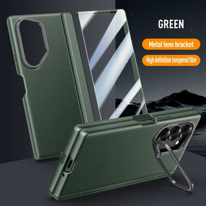 Leather Case with Bracket & Screen Protector for Samsung Galaxy Z Fold 6