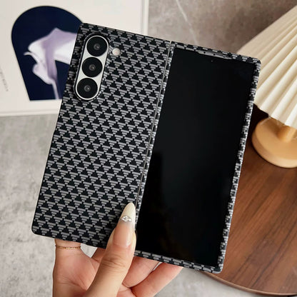 New 3D Triangular Carbon Fiber Texture PC Case for Samsung Z Fold 7 / 6 / 5 / 4 – Anti-Fall Protective Case