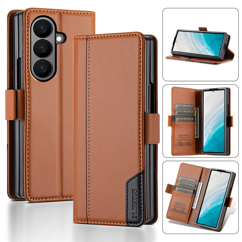 🛡️ Luxury Magnetic PU Leather Wallet Case for Samsung Z Fold 4 / 5 / 6 / 7