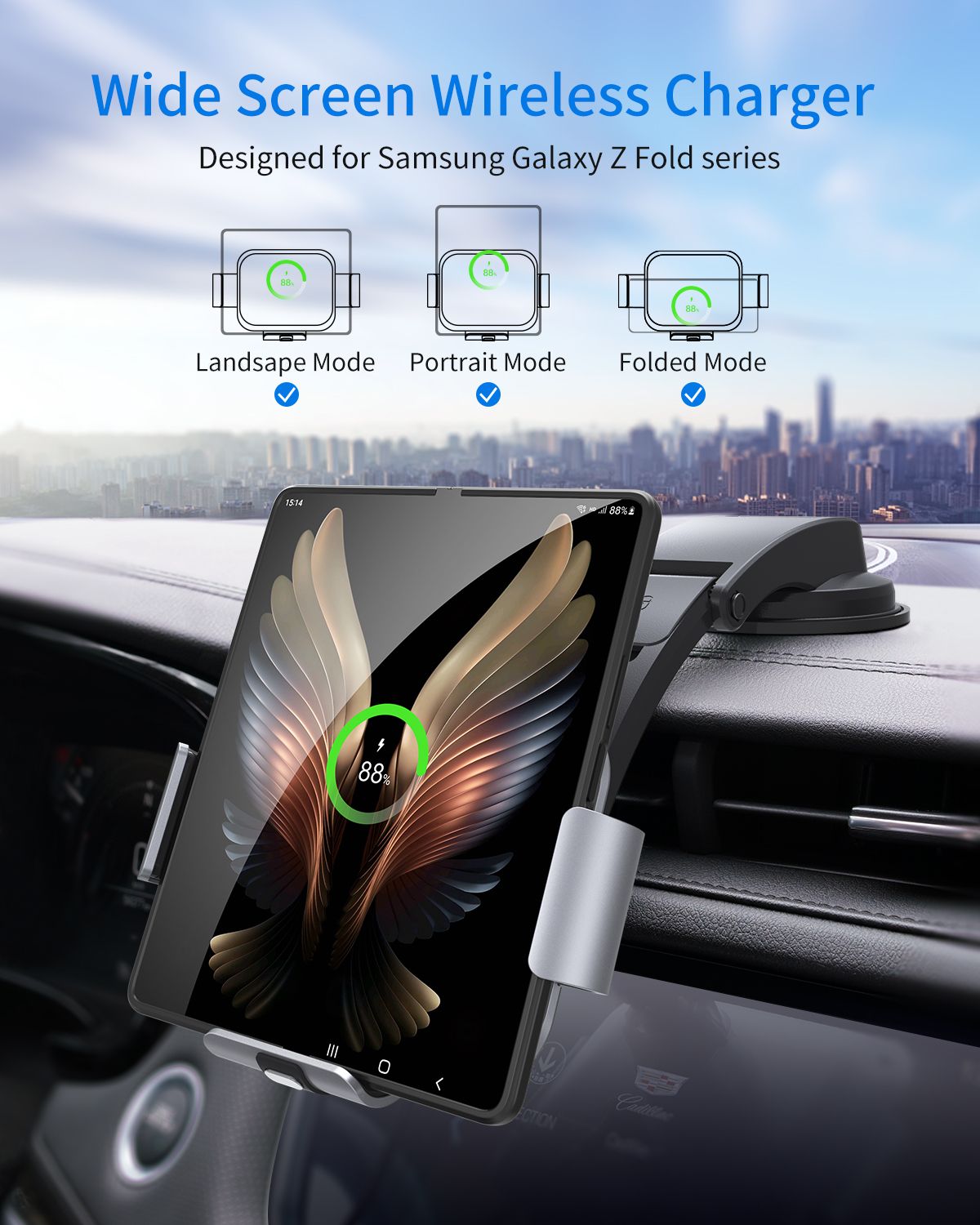 Fast Wireless Car Mount for Galaxy Z Fold Series