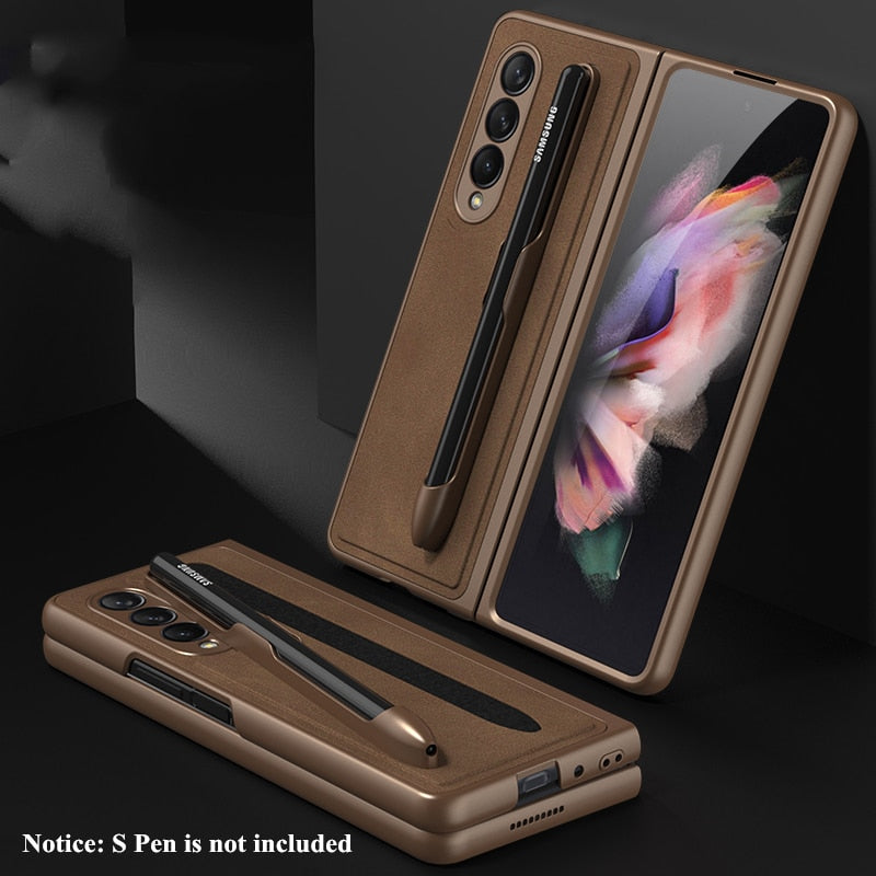 Removable Pen Holder Leather Cover For  Z FOLD 4